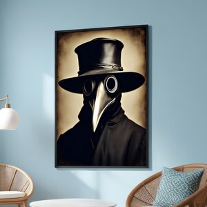 Plague Doctor Mask Art - Dark Gothic Canvas Print - Historical Eerie Vintage Style