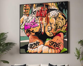 Rebellisches Graffiti Tattoo Druck auf Leinwand - Pop Art Pop Art für die moderne Wand