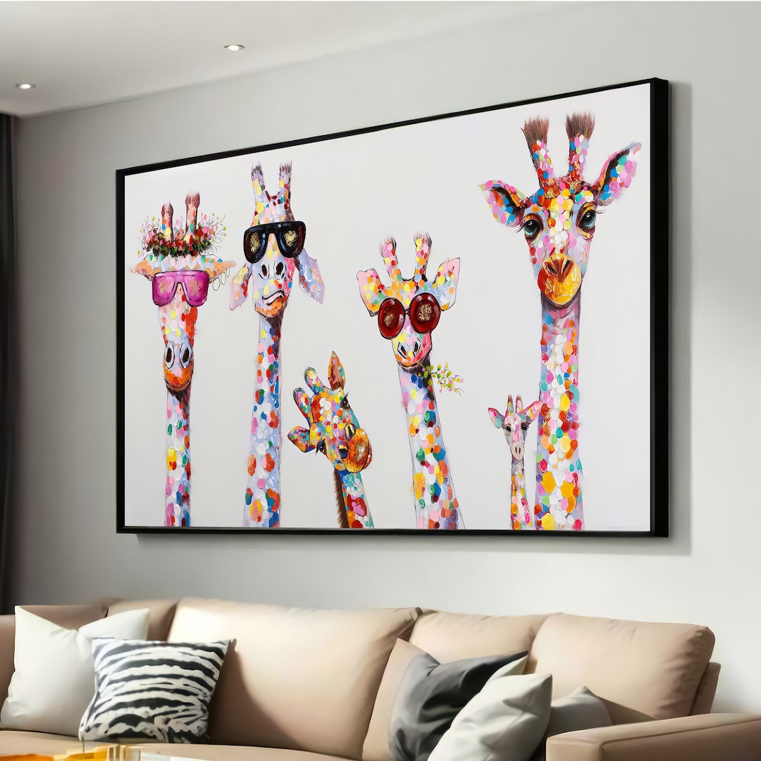 Colorful Giraffe Canvas - Whimsical Pop Art Decor - Fun Animal Wall Art ...