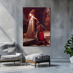 The Accolade Canvas Print by Edmund Blair Leighton - Medieval Knighting Ceremony - Romantic Art - Classic Wall Decor - Chivalry Scene