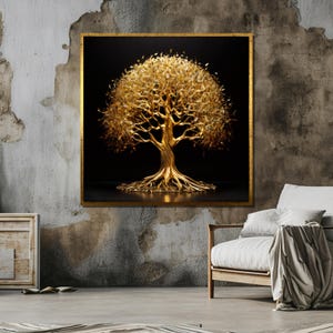 Golden Tree of Life Canvas Print - Elegant Symbolic Wall Art ...