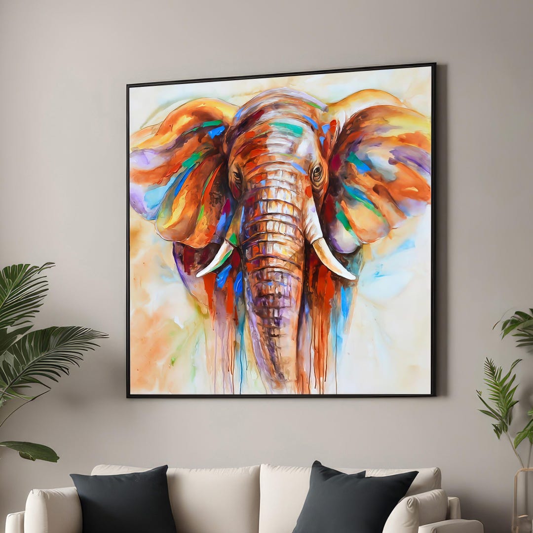 Colorful Elephant Canvas Print - Abstract Animal Art - Vibrant ...