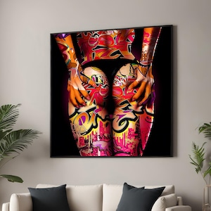 Bold Graffiti Street Art Canvas Print - Vibrant Urban Body Art - Modern Pop Art Wall Decor for Creative Spaces