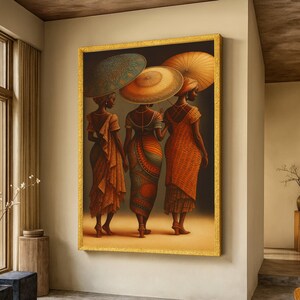 Elegant African Women Canvas, Ethnic Fashion Art, Traditional Attire Wall Art, Cultural Heritage Canvas, Home Decoration Artwork image 1