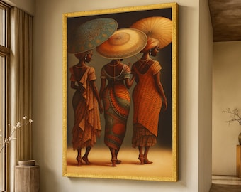 Elegant African Women Canvas, Ethnic Fashion Art, Traditional Attire Wall Art, Cultural Heritage Canvas, Home Decoration Artwork