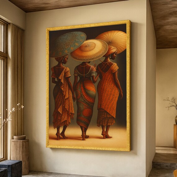 Elegant African Women Canvas, Ethnic Fashion Art, Traditional Attire Wall Art, Cultural Heritage Canvas, Home Decoration Artwork