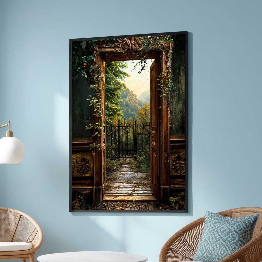 Fantasy Forest Doorway Canvas Print - Enchanted Garden Path Wall Art ...