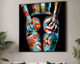 Vibrant Comic Book Style Pop Art Canvas Print - Bold and Funky Wall Decor - Colorful Graphic Art for Modern Homes