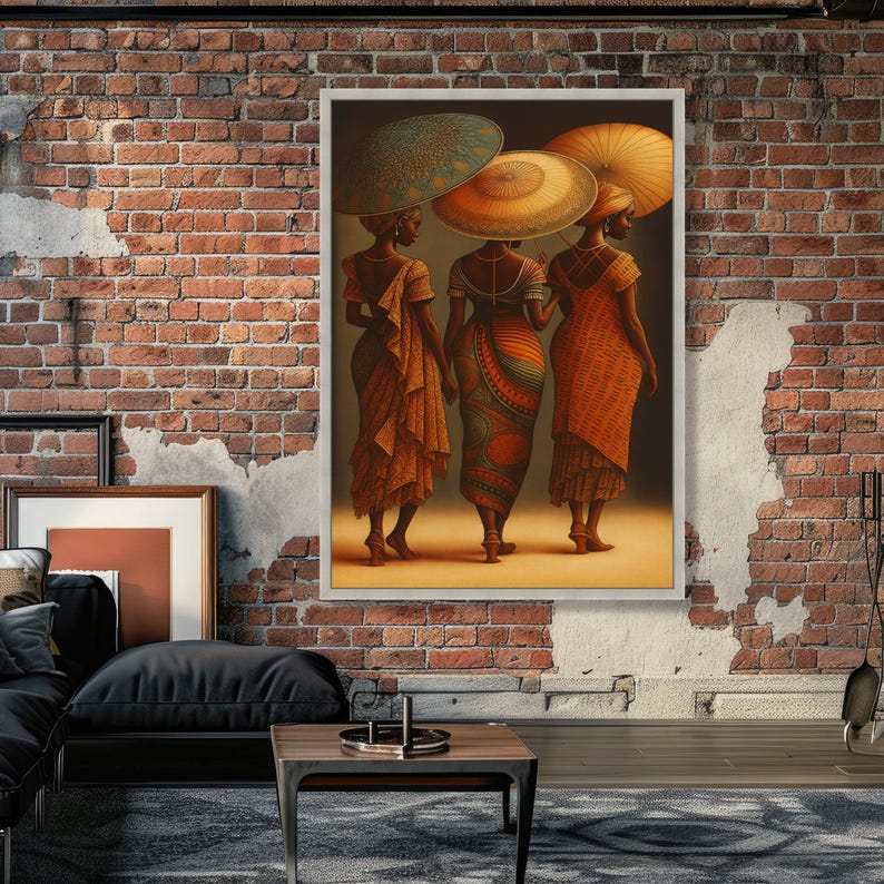 Elegant African Women Canvas, Ethnic Fashion Art, Traditional Attire Wall Art, Cultural Heritage Canvas, Home Decoration Artwork image 4