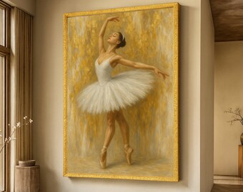 エレガントなバレリーナのダンスポーズキャンバス、クラシックバレエ