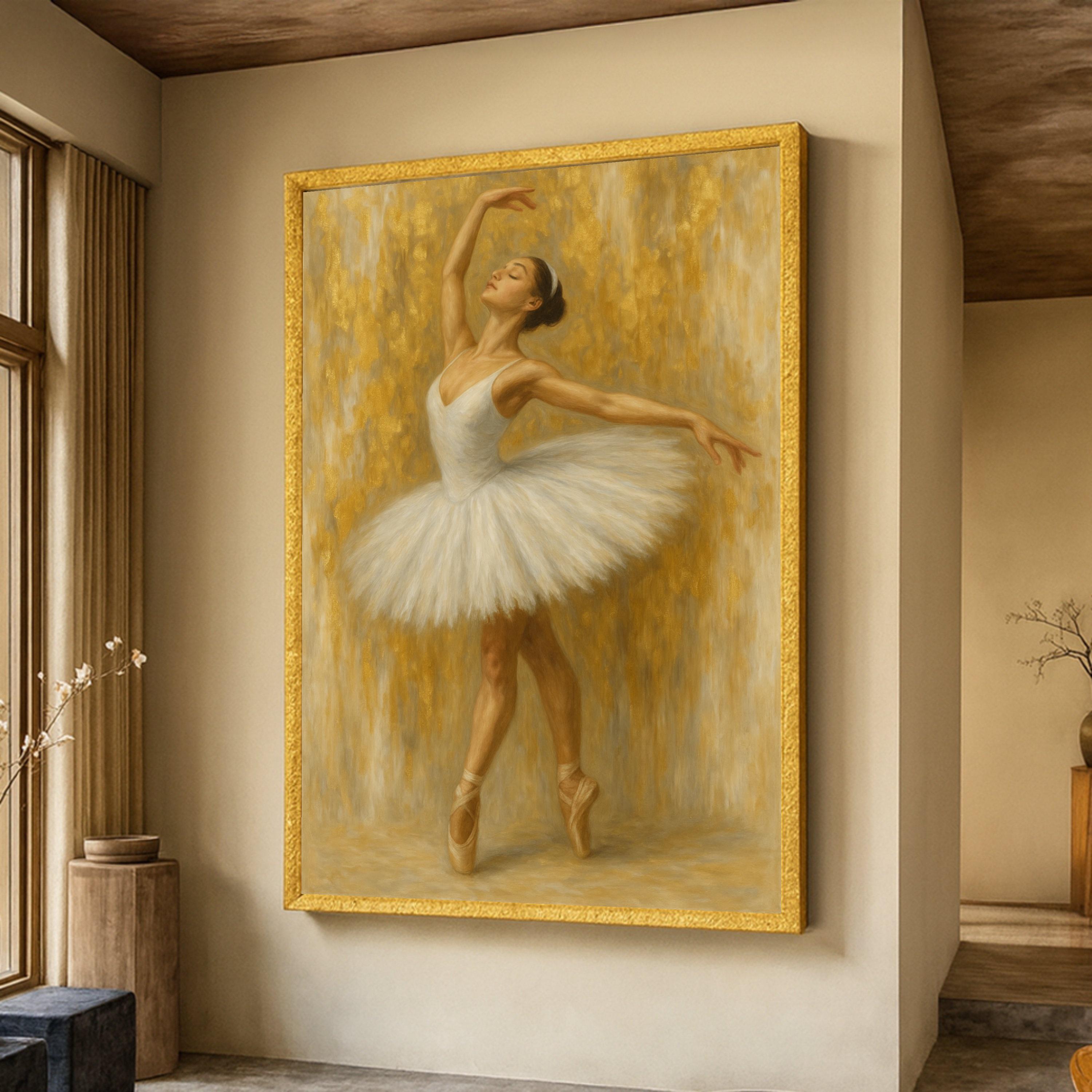 エレガントなバレリーナのダンスポーズキャンバス、クラシックバレエ