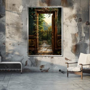 Fantasy Forest Doorway Canvas Print - Enchanted Garden Path Wall Art ...