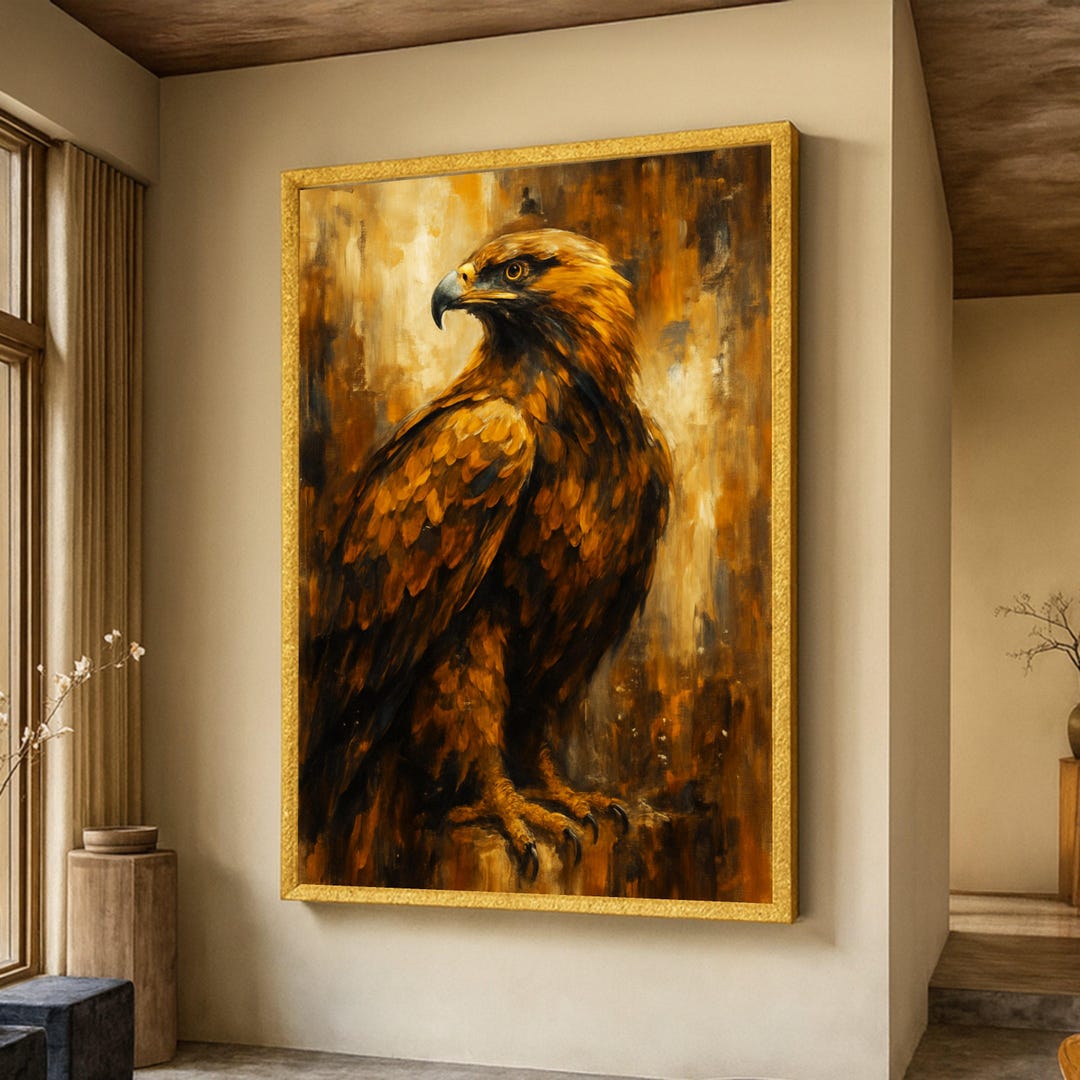 Majestic Golden Eagle Canvas Wall Art, Bird of Prey Painting, Wildlife ...