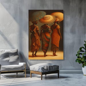 Elegant African Women Canvas, Ethnic Fashion Art, Traditional Attire Wall Art, Cultural Heritage Canvas, Home Decoration Artwork image 6