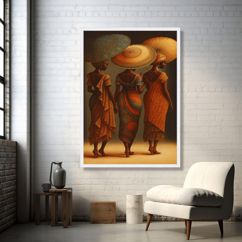 Elegant African Women Canvas, Ethnic Fashion Art, Traditional Attire Wall Art, Cultural Heritage Canvas, Home Decoration Artwork image 5