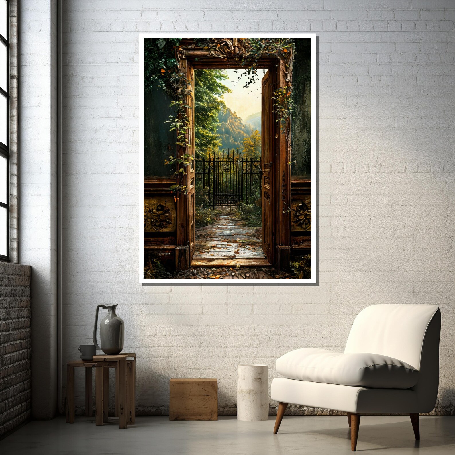Fantasy Forest Doorway Canvas Print - Enchanted Garden Path Wall Art ...