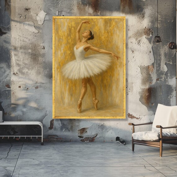 エレガントなバレリーナのダンスポーズキャンバス、クラシックバレエ