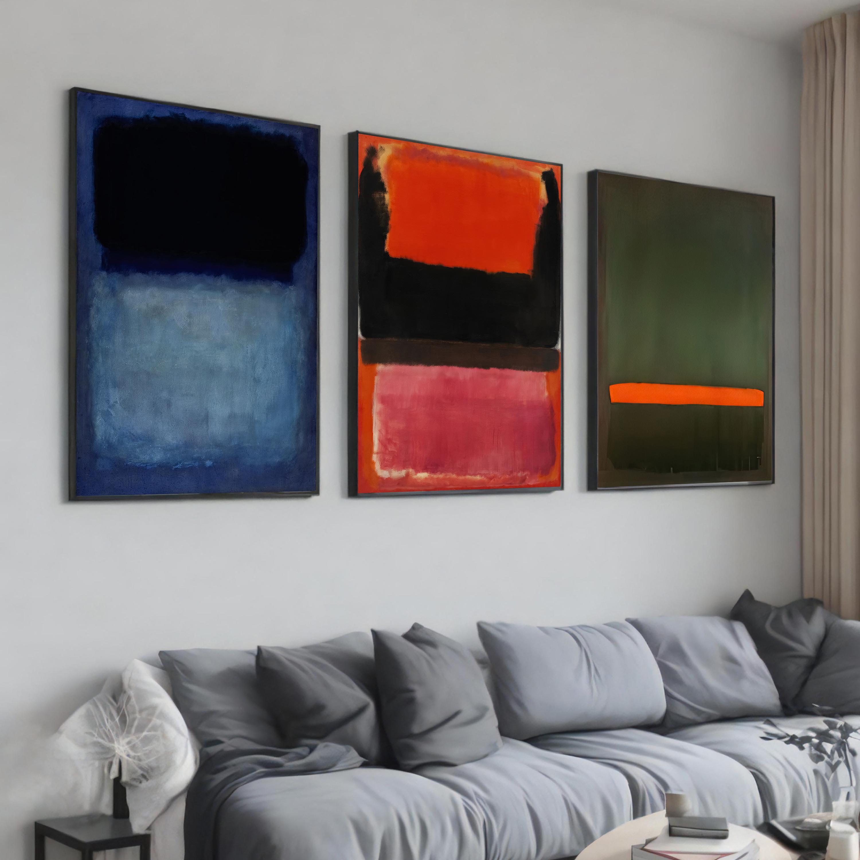Mark Rothker Dark Colours Mark Rothko Style Abstract Art - Dark Color Block Canvas - Bold Black ...