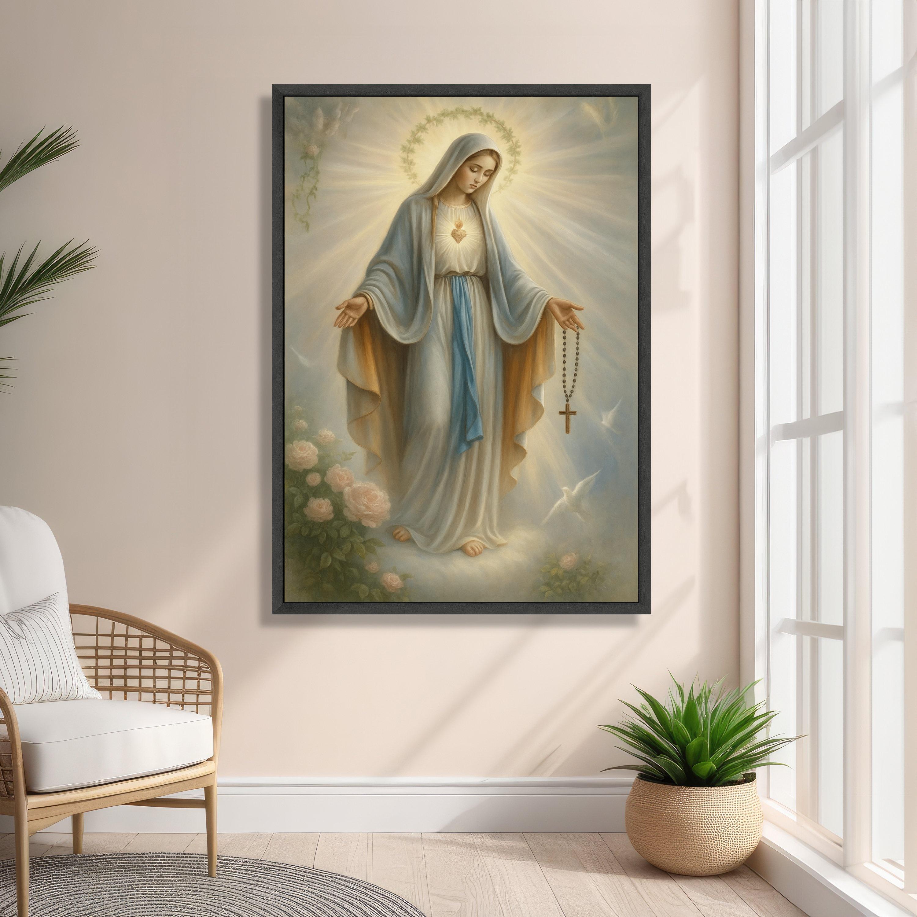 Sacred Virgin Mary Canvas Wall Art, Religious Catholic Prayer Decor ...