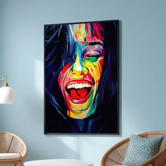 Vibrant Joyful Woman Art - Abstract Colorful Portrait Canvas