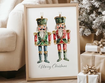 Nutcracker Christmas Print: Festive Watercolor Holiday Decor