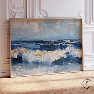 Ocean Abstract Art Print, abstract art painting blue, blue ocean waves wall art Ocean Home Decor, abstract painting, ocean poster, ABS11