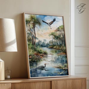 Everglades National Park Art Print, Florida Wildlife Poster, Swamp Landscape Wall Art, Nature Lovers Decor, USA Scenic River Print CIT80