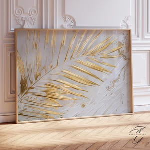 Leaf Palm Art Print, Abstract Botanical Wall Art, Modern Leaf Oil