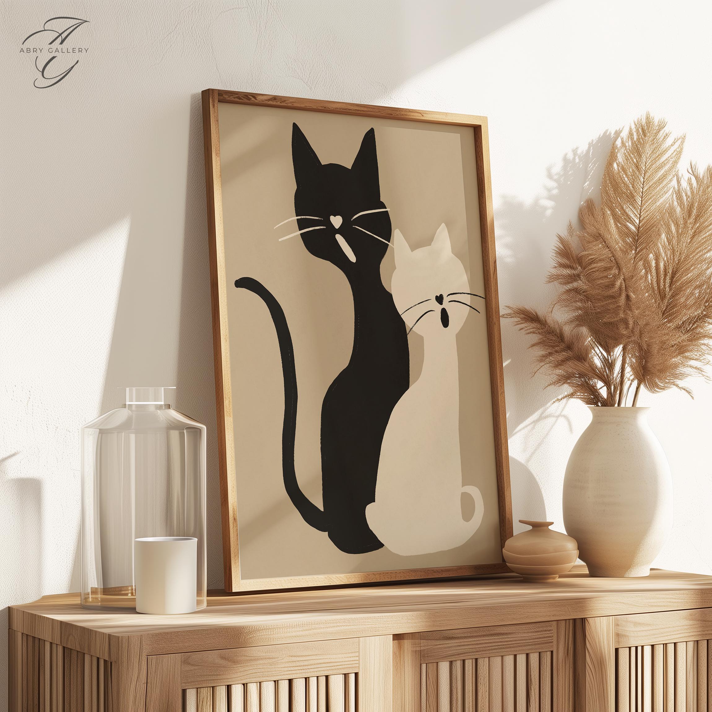 Minimalist Cat Art Print: Black and White Feline Poster MIN3 - Etsy