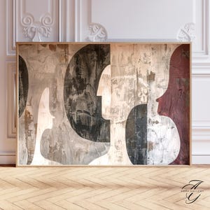 Impresión de arte de pared con caras abstractas, lienzo minimalista geométrico moderno, impresión de cara abstracta para decoración de sala de estar y oficina, arte facial único, ABS2