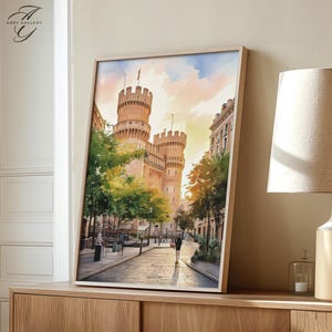 Valencia Wall Art, Torres de Serranos Print, Spanish Architecture Deco, Historic spain Poster, Mediterranean Art Print, spain wall art, WT60
