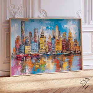 New York City Skyline Print, Colorful Abstract Art, Urban Wall Decor, Cityscape Painting, Modern City Wall Art, Cityscape Poster, CIT10