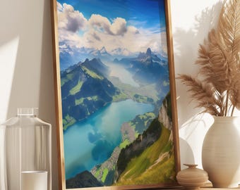 Vierwaldstättersee Vierwaldstättersee Druck: Schweizer Alpen Berglandschaft Fotografie