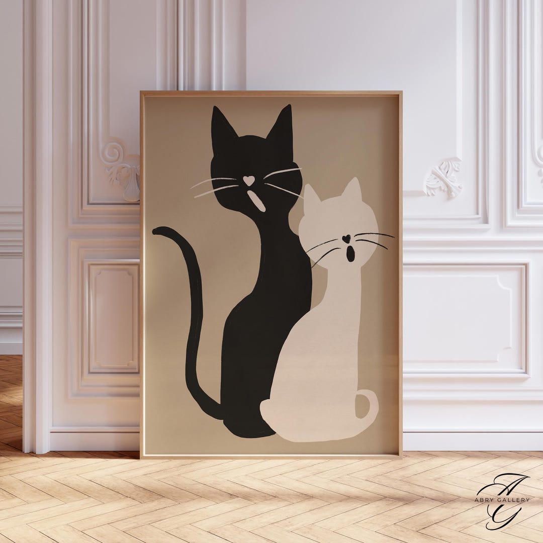 Minimalist Cat Art Print: Black and White Feline Poster MIN3 - Etsy