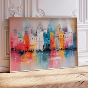Colorful Modern Urban Art Print, Vibrant Abstract Cityscape, city Wall Decor, Artwork for Living Room, Colorful Skyline, Home Decor, CIT9