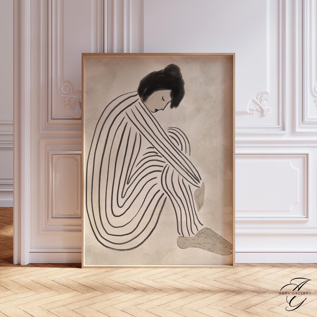 Minimalist Woman Line Art Print: Abstract Beige Wall Decor MIN12 - Etsy