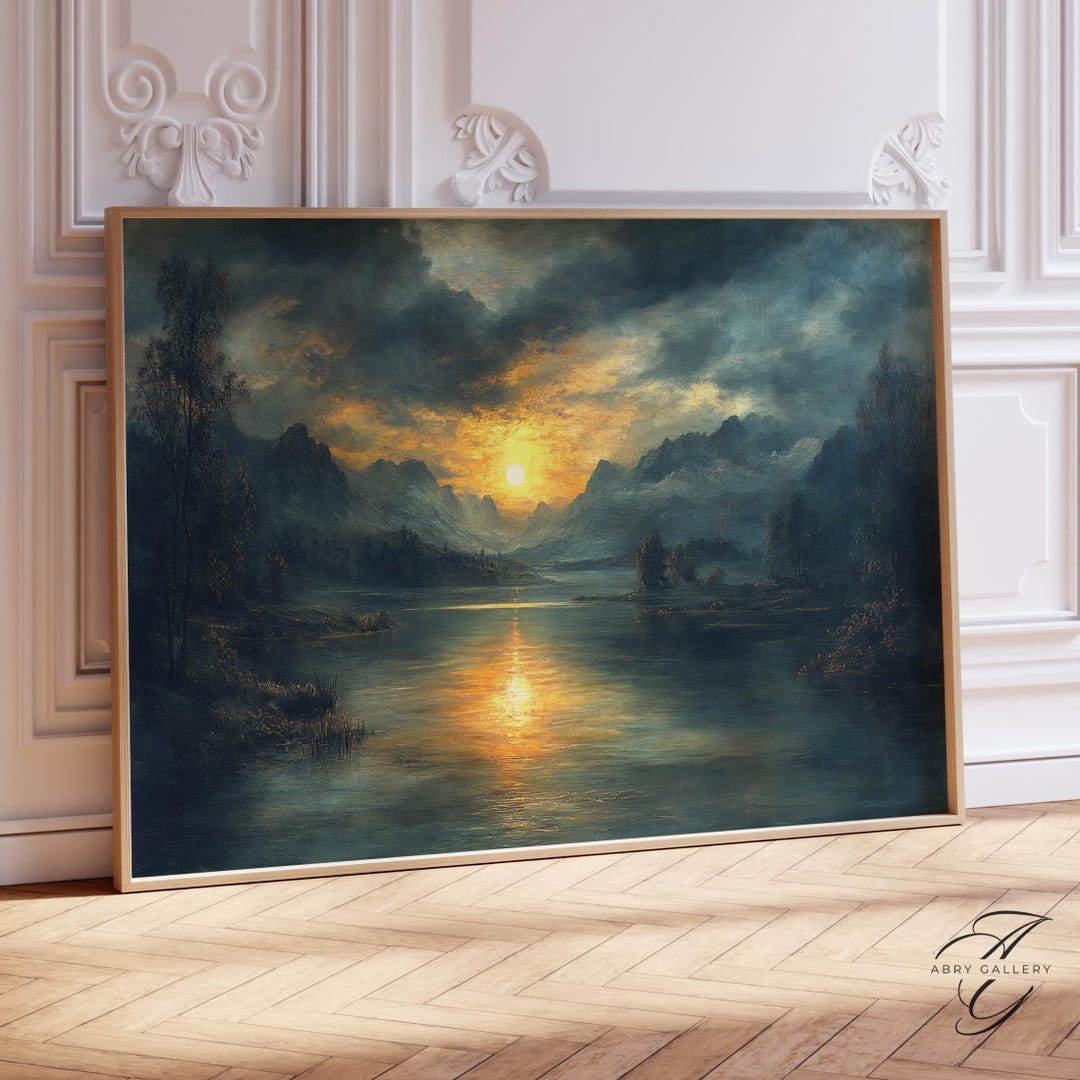 Mountain Sunset Landscape Wall Art Print, Nature Decor Poster, Dramatic ...