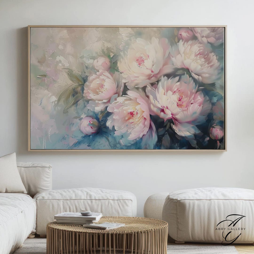 Soft Pink Peony Floral Wall Print: Abstract Botanical Wall Art - Etsy