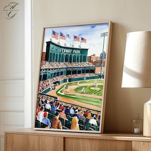 Fenway Park Wall Art, Boston Baseball Print, Sports Stadium Decor, Boston Art, Baseball Fan Gift, Fenway Poster, Boston Stadium Print, WT46