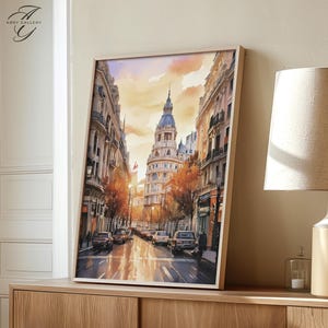 Gran Via Madrid Print, Madrid Street Scene Art, Spanish Cityscape Deco, spain Autumn Wall Art, Madrid Architecture Poster, spain print, WT58