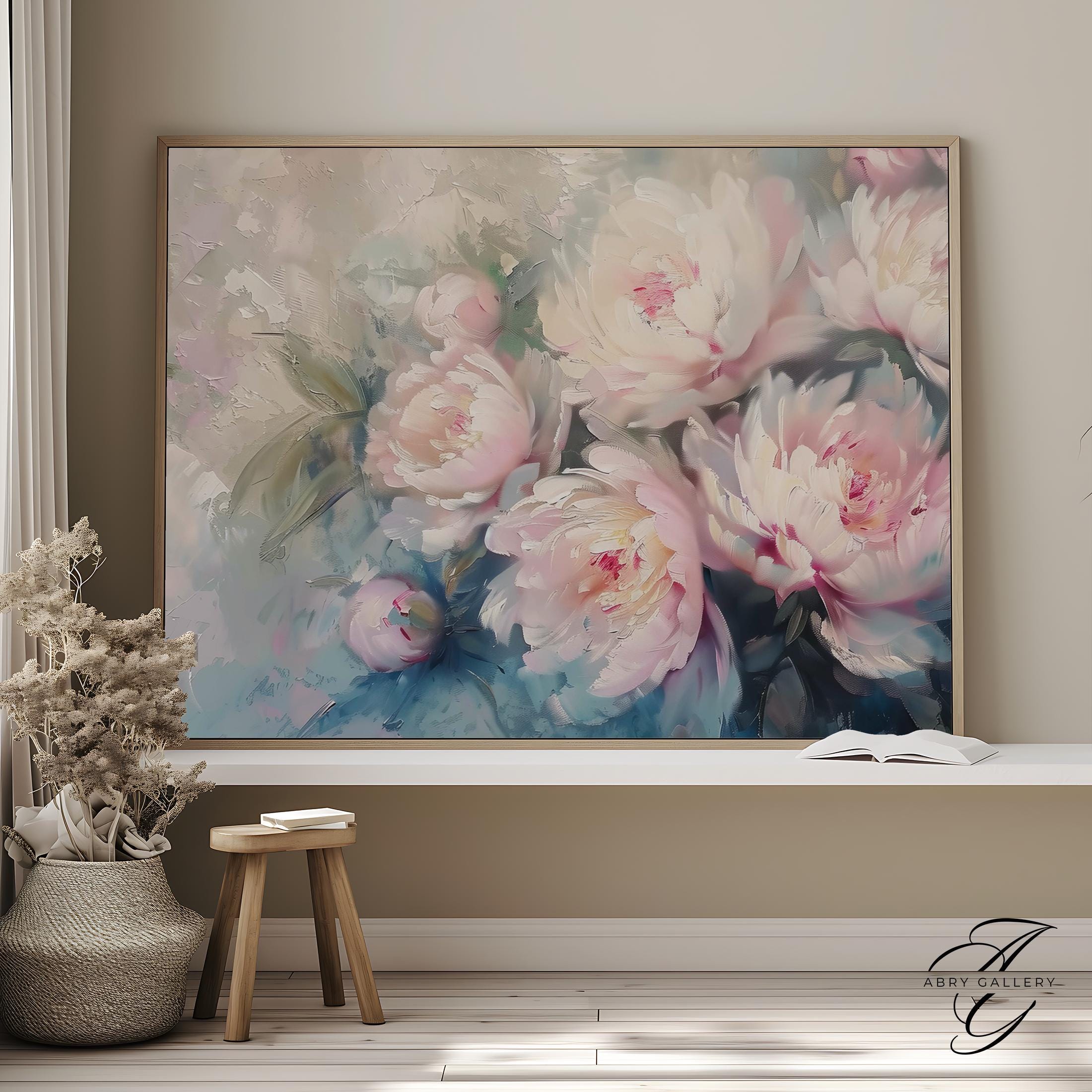 Soft Pink Peony Floral Wall Print: Abstract Botanical Wall Art - Etsy