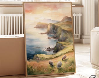 Stampa ad acquerello dell'isola di Skye: arte costiera delle Highlands scozzesi