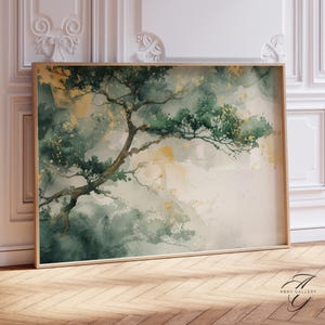 Abstract Tree Watercolor Art Print, Green Nature Wall Art, forest Decor, forest Painting, Organic Tree print, Minimalist Forest Art, BOS30
