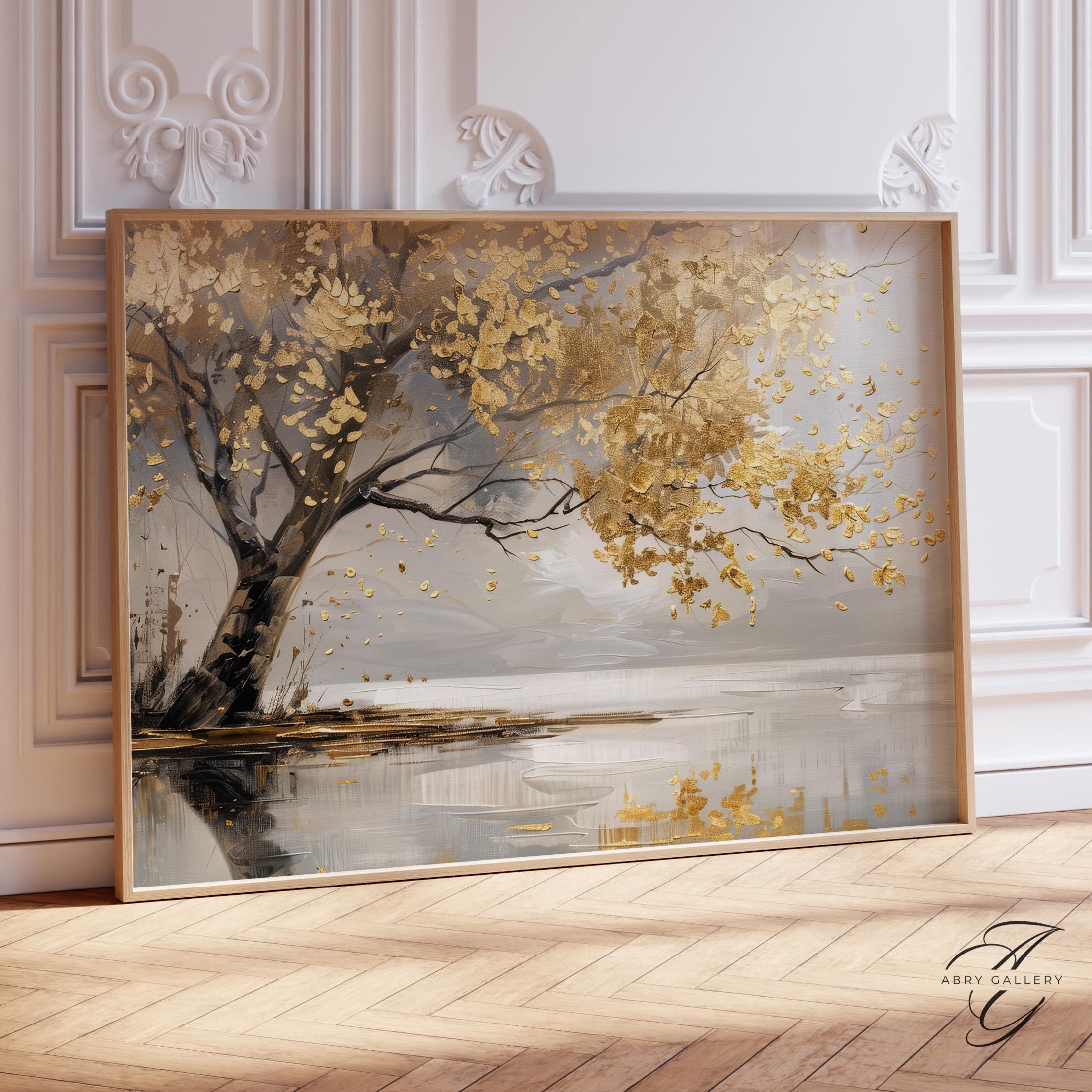 Golden Tree Abstract Art Print: Textured Metallic Gold Leaf Painting - Etsy