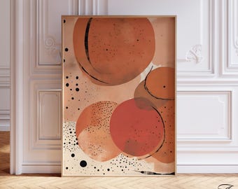 Abstrakter Terrakotta Kreis Kunstdruck: Mid-Century Modern Minimalist Home Decor