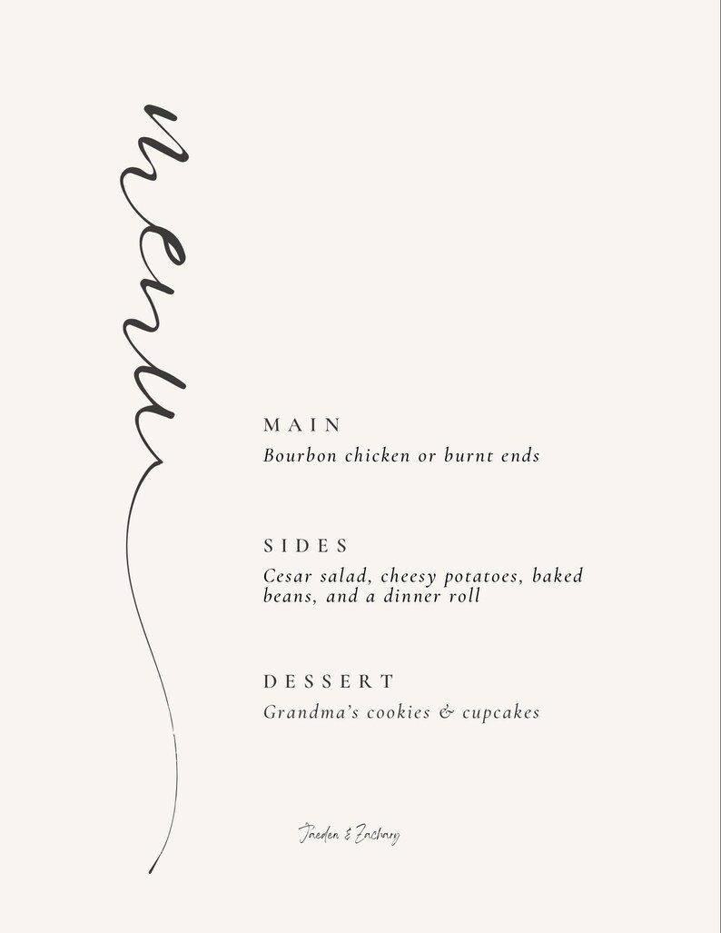 Wedding Dinner Menu. Dessert Menu. Wedding Menu. Canva Template. Pdf ...