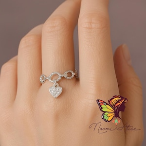 Eleganter Seilring mit Herz Strass Charm | 14k vergoldet und Sterling Silber vergoldet | Perfektes Geschenk für Frauen & Mädchen
