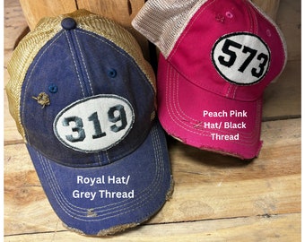 Custom Area Code Patch Hat – Personalized State Hat – Vintage Style Snapback