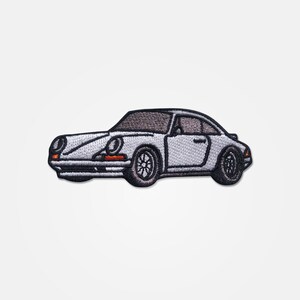White 911 Embroidered Iron-On Car Patch