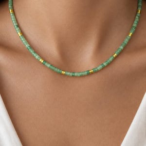 Mixed Gemstone Heishi Adjustable Necklace - Layering Boho Jewelry for Women